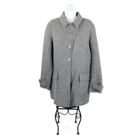 Talbots Gray Wool Blend Button Front Luxury Winter Coat Womens 14P Petite - Picture 3 of 11
